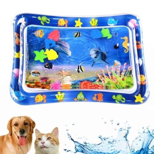 MAYYOONA Sensorische Wasserspielmatte Für Katzen, Katzenwassermatte, Katzenwasserspielmatte, Wasserbauch-Zeitmatte, Verdickte Wassersensorspielmatte Für Katzen, Wassersensorische Spielmatte (Delfin) von MAYYOONA