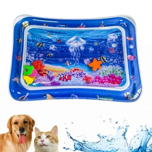 Sensorische Wasserspielmatte Für Katzen, Katzenwassermatte, Katzenwasserspielmatte, Wasserbauch-Zeitmatte, Verdickte Wassersensorspielmatte Für Katzen, Wassersensorische Spielmatte (Weiße Qualle) von MAYYOONA