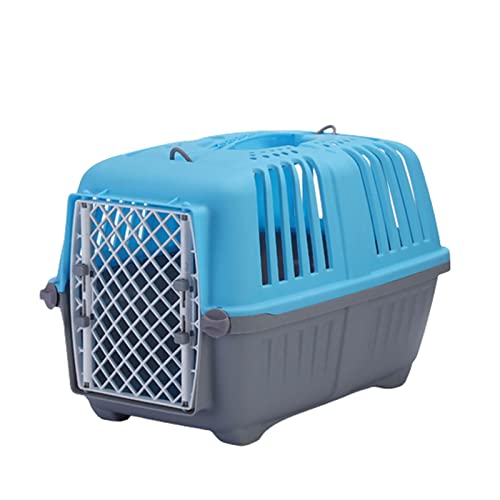 MAZLJ Hundetransportbox Kleine Hunde Hundeboxen Transportbox Katze Transportboxen Trageboxen Hundekäfig Tiertransportbox Haustier Airbox Tragbar,Blue,54X36X37cm von MAZLJ