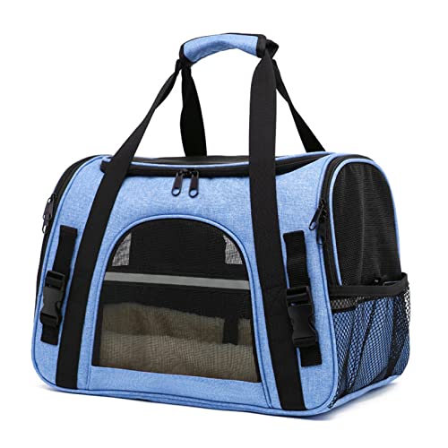 MAZLJ Hundetransportbox Kleine Hunde Katze Tragetaschen Transportboxen Hundekäfig Tiertransportbox Tragbare und Atmungsaktive EIN-Schulter-Diagonale Faltbar,Blue,43X25X28cm von MAZLJ