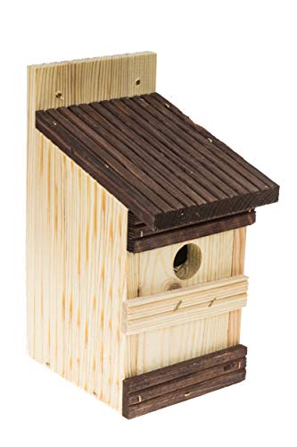 Vogelhaus aus Holz zum Aufhängen Nistkasten Vogelhaus für blaue Vögel Spatzen Rotkehlchen zum Nisten in Ihrem Garten siehe Vogelkasten Set auf Zaun, Nest, Nest (Natur + Rosenholz) von MAZUR International