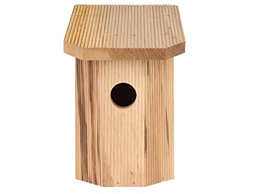 MAZUR Vogelfutterhaus aus Erlenholz | 12.5x17x22cm | Nistkasten | Vogelfutterspender | Vogelfutterstation | Vogelhaus | Vogelhäuschen | Wetterfest | Kleinvögel, Gartenvögel, Singvögel, Wildvögel von MAZUR