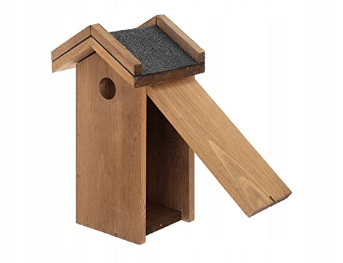 MAZUR Vogelfutterhaus aus Holz | 12x12x29.5cm | Nistkasten | Vogelfutterspender | Vogelfutterstation | Vogelhaus | Vogelhäuschen | Wetterfest | Kleinvögel, Gartenvögel, Singvögel, Wildvögel von MAZUR