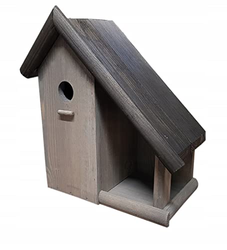 MAZUR Vogelfutterhaus aus Holz | 15x26.5x34cm | Nistkasten | Vogelfutterspender | Vogelfutterstation | Vogelhaus | Vogelhäuschen | Wetterfest | Kleinvögel, Gartenvögel, Singvögel, Wildvögel von MAZUR