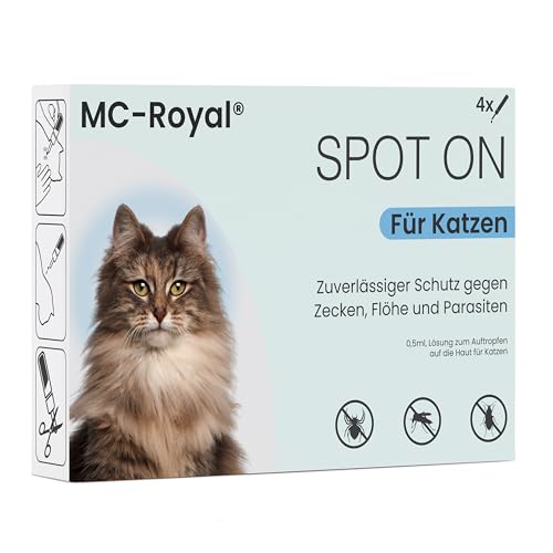 MC-Royal® Spot On Zeckenschutz für Katzen [100% natürliche Inhaltstsoffe] Zeckenmittel für Katzen - Zeckenschutz Katze - Spot On für Katzen von MC-Royal