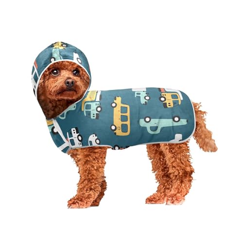 MCHIVER Cartoon Spielzeug Autos Hund Badetuch Robe mit Kapuze Schnell Trocken Haustier Bademäntel Verstellbare Hund Trocknen Mäntel Handtücher Wraps für Strand Pool Schwimmen Baden 60 x 65 cm in von MCHIVER