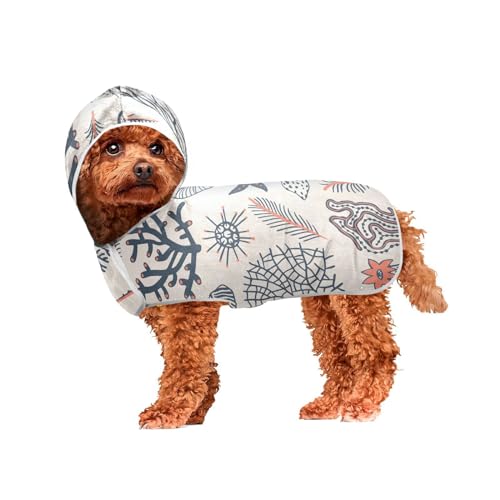 MCHIVER Seashell Seestern Hund Badetuch Robe mit Kapuze Schnell trocknend Haustier Bademäntel Verstellbare Hund Trocknen Mäntel Handtücher Wraps für Schwimmen Baden Pool Strand 60 x 65 cm in von MCHIVER