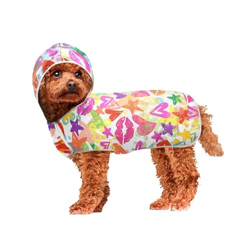 MCHIVER Valentines Day Hearts Hunde-Badetuch Robe Schnell trocknend Haustier Bademäntel Verstellbare Hund Trocknen Mäntel Handtücher Wraps für Baden Pool Strand Schwimmen 60 x 65 cm in von MCHIVER