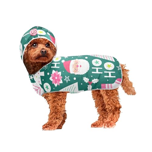 MCHIVER Weihnachtsbäume Socken Candy Hund Badetuch Robe mit Kapuze Schnell trocknend Haustier Bademäntel Verstellbare Hund Trocknen Mäntel Handtücher Wraps für Haustier Fellpflege Trocknen Hunde 60 x von MCHIVER