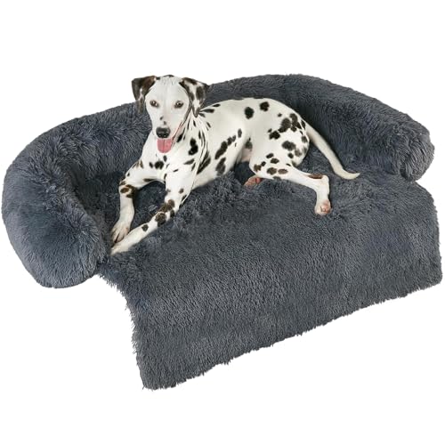 Hundedecke Waschbar, Hundebett Couch für Sofaschutz Hund und Kofferraumschutz, Plüsch Hundematte mit Reißverschluss, Wasserfeste Rutschfester Unterseite, für Grosse kleine Hunde (XL, Dunkelgrau) von MCPTSN