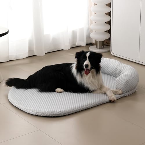 Hundebett, orthopädisch, Hundekissen, ausziehbar und waschbar, rutschfest, beruhigendes Bett für große Hunde (Grau, XL) von MCPTSN