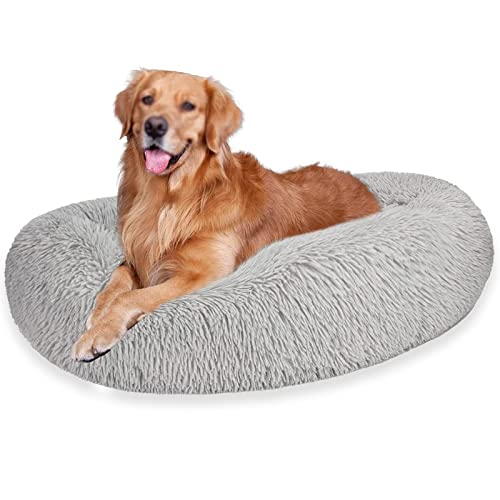 Hundebett Flauschig & Katzenkissen - Waschbares & Abnehmbares Haustierbett, Hundematte mit Reißverschluss, Rutschfester Unterseite, für große, mittelgroße & kleine Hunde (M:70 cm, Grau) von MCPTSN