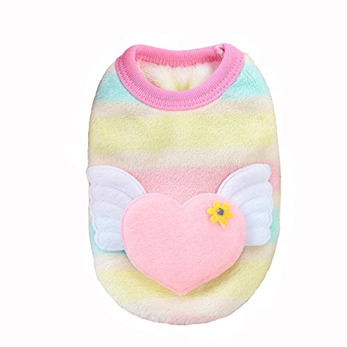 Neu gestreifte Karikatur-Tier Strickjacke Baby Haustier Kleidung Hundewelpen Winter wärme Strickjacke (XXXS, Rosa Herz) von GONDMAX