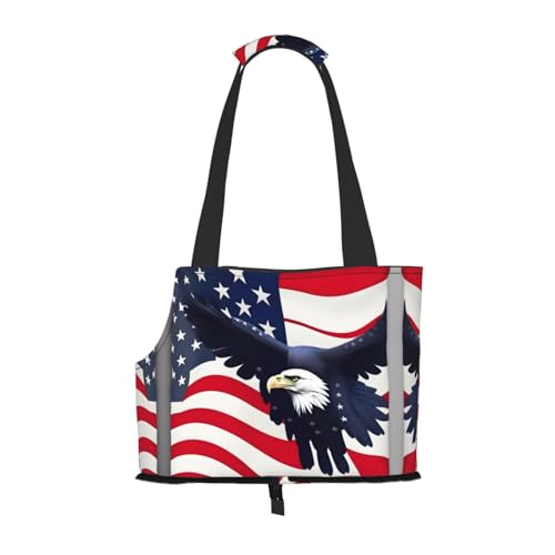 American Flag Fly Eagle Print Pet Portable Shoulder Bag, Foldable Pet Bag 13.4 X 6.1 X 10.2 Inch for Subway/Shopping/Hiking von MDATT