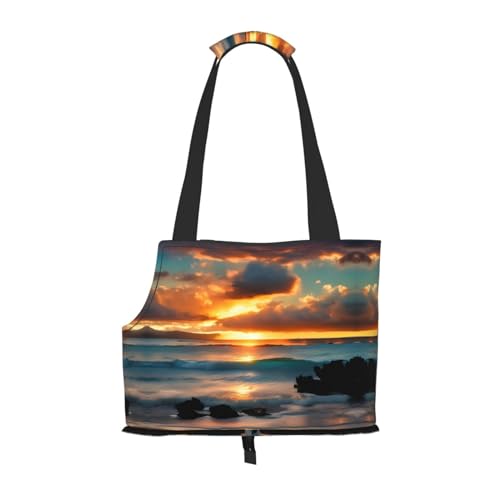 Beach Maui Hawaii Sonnenuntergang Meer Wellen Wolken Drucken Haustier Tragbare Umhängetasche Faltbare Haustiertasche 13,4 x 6,1 x 10,2 Zoll für U-Bahn/Einkaufen/Wandern von MDATT