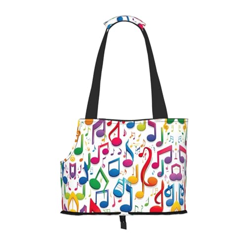 Bunte Musiknoten-Druck-Haustier-tragbare Umhängetasche, faltbare Haustier-Tasche 13,4 x 6,1 x 10,2 Zoll für U-Bahn/Einkaufen/Wandern von MDATT