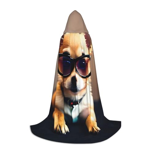 Chihuahua-Hundebrille, 1 Kapuzenumhang für Halloween, Cosplay, Kostüme, Halloween, Karneval, Umhang, Hexenumhang von MDATT