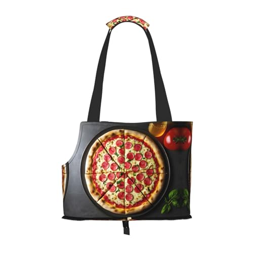 Große Pizza-Druck Haustier tragbare Umhängetasche, faltbare Haustiertasche 13,4 x 6,1 x 10,2 Zoll für U-Bahn/Einkaufen/Wandern von MDATT