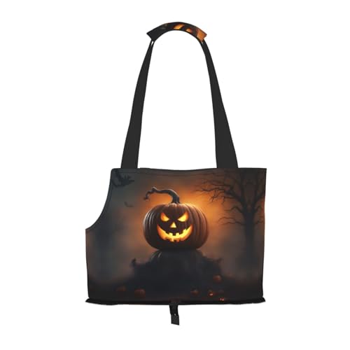 Halloween Ghost Kürbis Print Haustier Tragbare Umhängetasche Faltbare Haustiertasche 13,4 x 6,1 x 10,2 Zoll für U-Bahn/Einkaufen/Wandern von MDATT