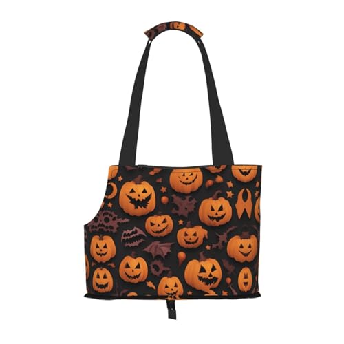 Niedliche Halloween Muster Druck Haustier Tragbare Umhängetasche Faltbare Haustier Tasche 13,4 X 6,1 X 10,2 Zoll für U-Bahn/Einkaufen/Wandern von MDATT