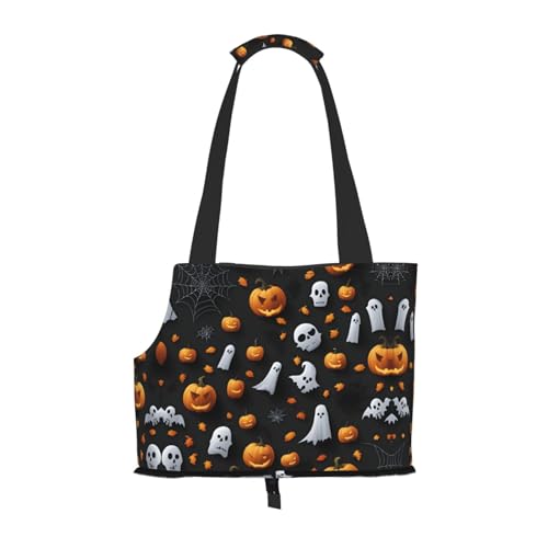 Niedliche Halloween Muster Druck Haustier Tragbare Umhängetasche Faltbare Haustier Tasche 13,4 X 6,1 X 10,2 Zoll für U-Bahn/Einkaufen/Wandern von MDATT