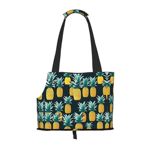 Tragbare Umhängetasche mit Ananas-Druck, faltbar, 34 x 15 x 25 cm, für U-Bahn/Einkaufen/Wandern von MDATT