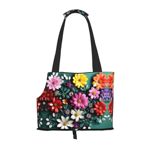 Tragbare Umhängetasche mit Blumen-Kunstdruck, faltbar, 34 x 15 x 25 cm, für U-Bahn/Einkaufen/Wandern von MDATT