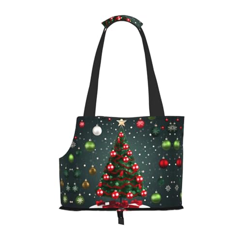 Tragbare Umhängetasche mit Weihnachtsbaum- und Balldruck, faltbar, 34 x 15 x 25 cm, für U-Bahn/Einkaufen/Wandern von MDATT