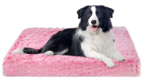 MDDK DY Hundebett, Hundekissen Waschbare, Flauschige Hundematte, Langer Plüsch, Weiche Polsterung, Mittelgroße Hunde,Farbverlauf Rosa100x60x10cm von MDDK DY