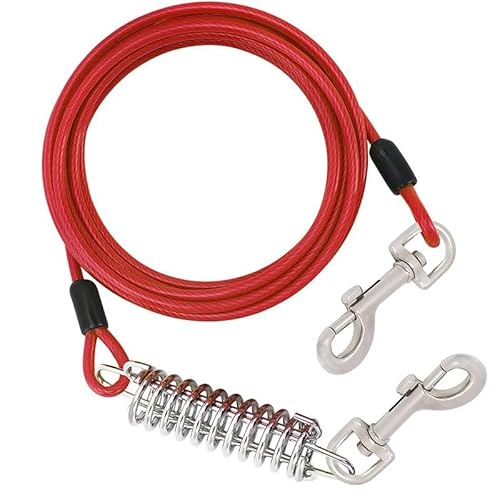 10Ft /16Ft /33Ft - Hund Tie Out Cables, Haustier Tie-Out Leinen, Tie-Out Kabel Heavy Duty Dogs Kettenleinen für Hunde bis zu 125 lbs, Haustiere führen für Kleine/Mittlere Größe, Rot (0.7m/2.3 Ft) von MDJYMYZ