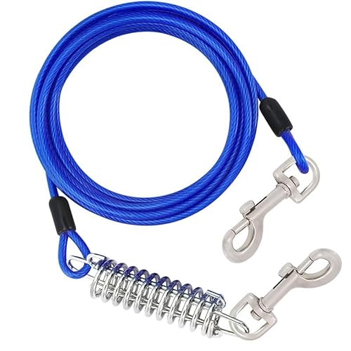 Hofleine für Große Hunde, Tie Out Cables Leinen, Stoßdämpfender Feder, Hofleine Leinen Kettenleinen mit Drehbaren Metallhaken, Rostfreie Pet Leine für Mittlere bis Große Hunde, Blau (0.7m/2.3 Ft) von MDJYMYZ