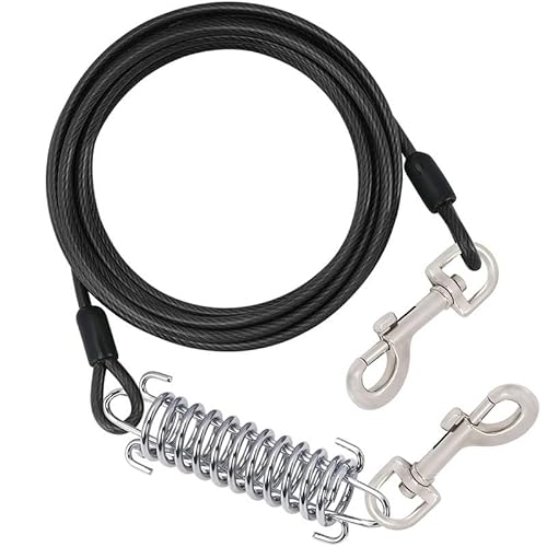 Tie-Out Leinen für Hunde, 0.7-10m Hund Tie Out Cables, Langlebiger und Leichter Drehhaken Hunde Leinen für Hof und Camp für Kleine, Mittelgroße und Große Hunde, Schwarz (0.7m/2.3 Ft) von MDJYMYZ