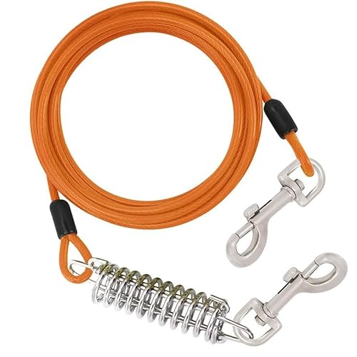 Tie-Out Leinen für Hunde, Hofleine Für Hunde mit Stoßdämpfender, 3/8/10m Hundeleine für den Hof, Hofleine Leinen für Hunde, Orange (0.7m/2.3 Ft) von MDJYMYZ