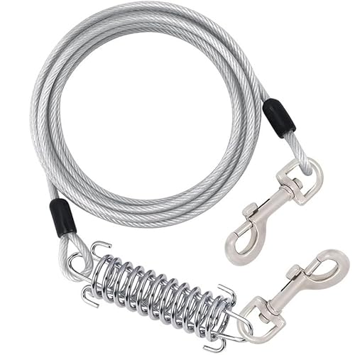 Tie Out Leinen für Hunde, Leinen mit Stoßdämpfender Feder, 3-10m, Hofleine Leinen für Hunde, Hundeleine für den Hof, Silber (0.7m/2.3 Ft) von MDJYMYZ