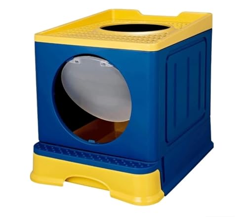 Katzenklo Katzentoilette Katzentoilette Mit Deckel Und Katzenstreuschaufel, Geschlossener Eingang Von Oben, Spritzschutzfreie Katzentoilette Für Katzen Katzentoiletten(Blue) von MDWZH