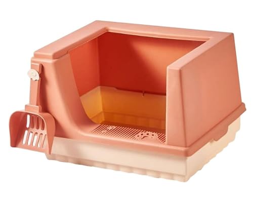 Katzenklo Katzentoilette Katzentoilette Tray Toilette Anti Splash High Seiten Halb Geschlossen Für Kleine Haustiere Platzsparend Katzentoiletten(Orange) von MDWZH