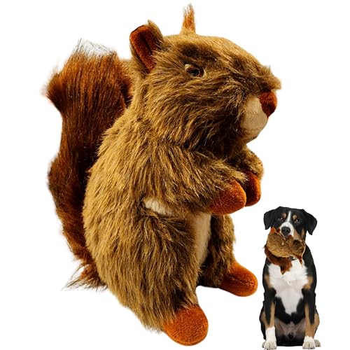 ME GUSTA SHOP Eichhörnchen Plüsch Hundespielzeug | Plüsch Eichhörnchen Haustier Spielzeug | Interaktives Hundespielzeug | Stofftier Quietschspielzeug | Eichhörnchen Hundespielzeug mit Quietscher | von ME GUSTA SHOP