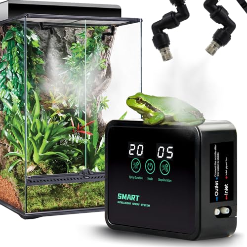 MECESOR Reptilien Luftbefeuchter Smart Misting System für Reptilien Terrarien, Reptiliennebel Automatisch mit Timer, 360° Einstellbare Nebeldüsen für Chamäleons, Frosch, Schildkröte, Eidechse, von MECESOR