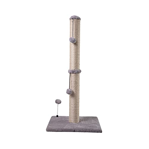 MECOOL Premium Basics Kratzbaum für Katzen, Sisal, 86,4 cm, mit hängendem Ball für Katzen im Innenbereich (86,4 cm, für ausgewachsene Katzen, grau) von MECOOL