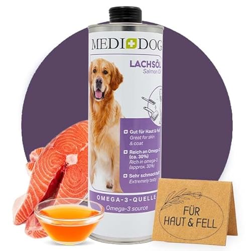 MEDIDOG Premium Lachsöl – 1000 ml – zur Haut- und Fellpflege für Hunde, mit Omega-3-Fettsäuren von MEDIDOG