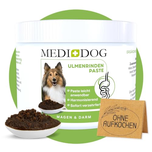 MEDIDOG 500g Premium Ulmenrinden Paste für Hunde sofort verzehrfertig ohne Zusatzstoffe | Bessere Verdauung, Bei Kotfressen, Sodbrennen, Durchfall, Slippery Elm Bark | In Deutschland hergestellt von MEDIDOG