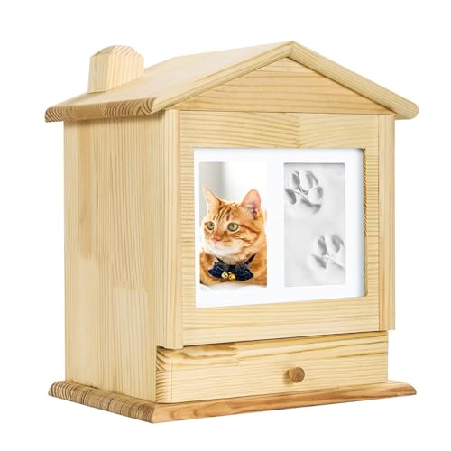 MEELYHOME Haustierurne für Hunde, Asche, Verlust, Geschenke, Gedenk-Bilderrahmen, Holzbox, Einäscherung, solide, Foto-Hunde, Beerdigung, Schatullen von MEELYHOME