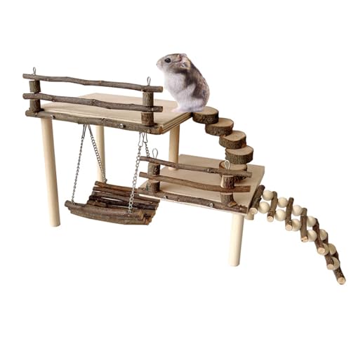 MEELYHOME Stapelbares Hamster-Spielzeug-Kombination aus Holz, bietet Vielseitigkeit und Erkundungsmöglichkeiten, um kleine Haustiere aktiv und glücklich zu halten, Hamster zum Ausfallen von Hamstern von MEELYHOME