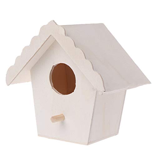 MEELYHOME Vogelhaus aus Holz, unlackiert, zum Bemalen, hängendes Schlafnest für den Außenbereich, Wildvögel, Gartendekoration von MEELYHOME