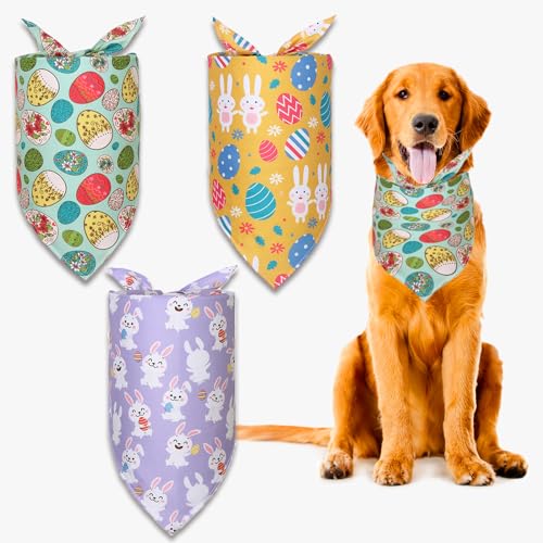 3 StüCk Easter Dog Bandana, Haustierschal, Halstuch Hund, Waschbarer Dreieckiger Pet Bandanas, Feiertagspartydekorationen, Geeignet für Katzen, Hunde und andere Haustiere von MEETTIKEY