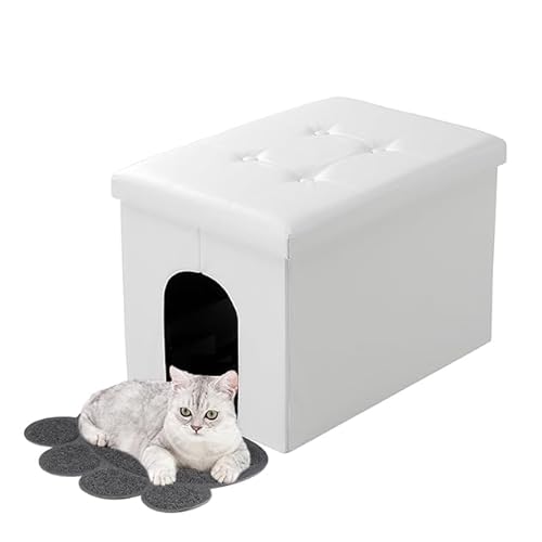 MEEXPAWS Katzenklo Schrank, Katzenschrank für Katzentoilette, Verstecktes Katzenklo, Katzentoilettenschrank, Katzen Schrank Sitzbank, Katzenklo Kommode, Weiß oder Schwarz, L 65 x 45 x 45cm von MEEXPAWS