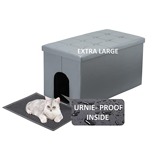 MEEXPAWS Katzenklo Schrank XXL, Katzenschrank für Katzentoilette, Verstecktes Katzenklo, Katzentoilettenschrank, Katzen Schrank Sitzbank, Katzenklo Kommode, 90 x 50 x 50cm von MEEXPAWS