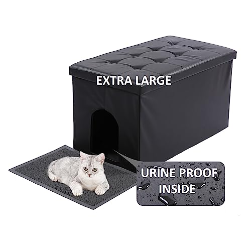 MEEXPAWS Katzenklo Schrank XXL, Katzenschrank für Katzentoilette, Verstecktes Katzenklo, Katzentoilettenschrank, Katzen Schrank Sitzbank, Katzenklo Kommode, 90 x 50 x 50cm von MEEXPAWS