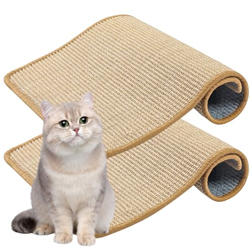 2 Set Kratzbretter Katze: Kratzbrett Sisal Kratzmatte Katze Kann Eingeklebt Werden Katzen Kratzbrett 30x40cm Kratzschutz Sofa Katze mit Klebeband, Verhindern Katzen Kratzmöbel Kratzschutz (Aprikose) von MEGYAD