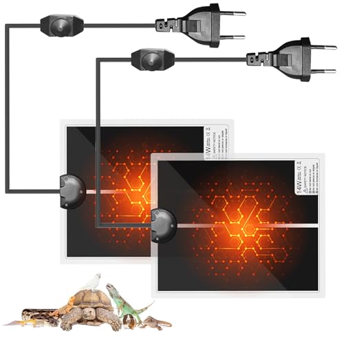 MEGYAD 2 Stücke Reptil Heizmatte Heizmatte Terrarium: Terrarium Heizmatte mit Temperaturregelung Einstellbares Heizfolie Reptilien Schildkröten Schlangen Eidechse Gecko Amphibien (14W) von MEGYAD